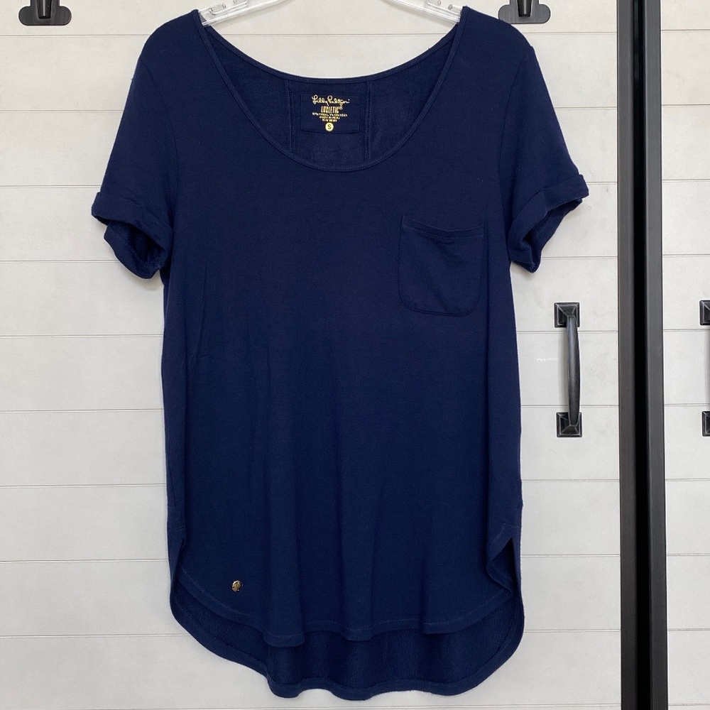 Lilly Pulitzer Luxletic Relaxed Knit Top Navy Small